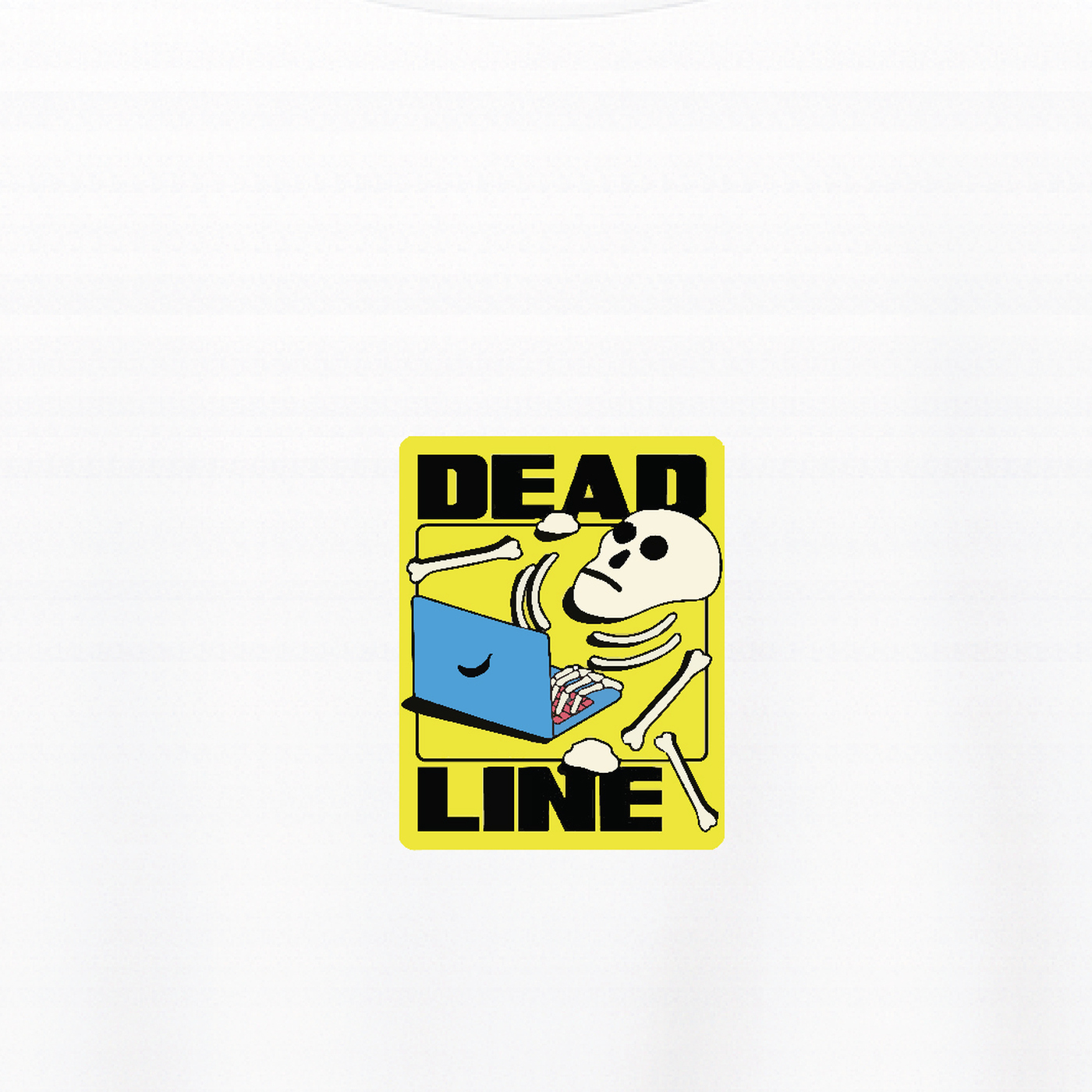 نمای نزدیک طرح تیشرت سفید طرح کارتون Dead Line