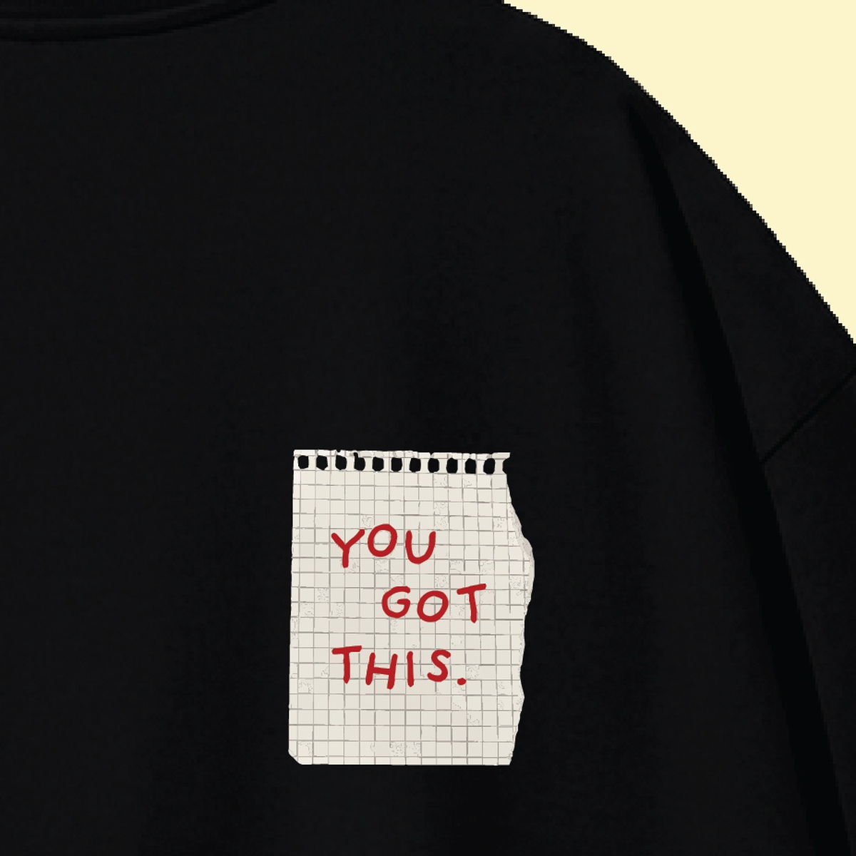 نمای نزدیک طرح تیشرت مشکی طرح پینترستی You got this